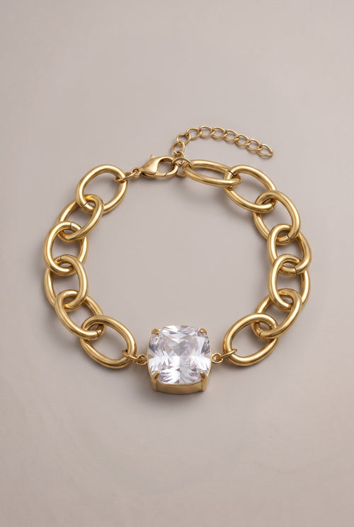 Armband mit großem Stein, gold