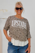 Leo Cut-Out Shirt UPSTATE, leo-beige-weiß