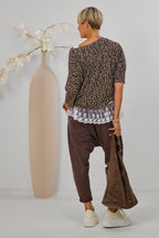 Cut-Out Shirt UPSTATE, leo-taupe-weiß