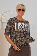 Cut-Out Shirt UPSTATE, leo-taupe-weiß