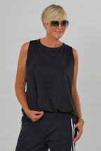 Ärmelloses Shirt im Balloon-Style, schwarz