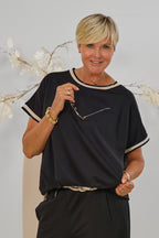 kurzarm Shirt im Balloon-Style, schwarz