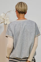 kurzarm Shirt im Balloon-Style, grau-meliert