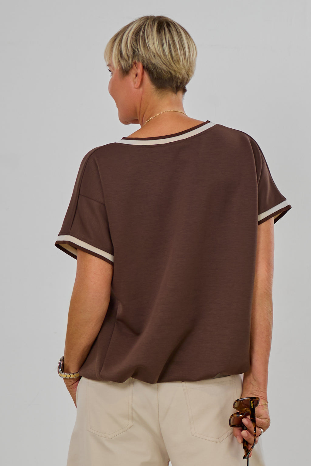 kurzarm Shirt im Balloon-Style, braun
