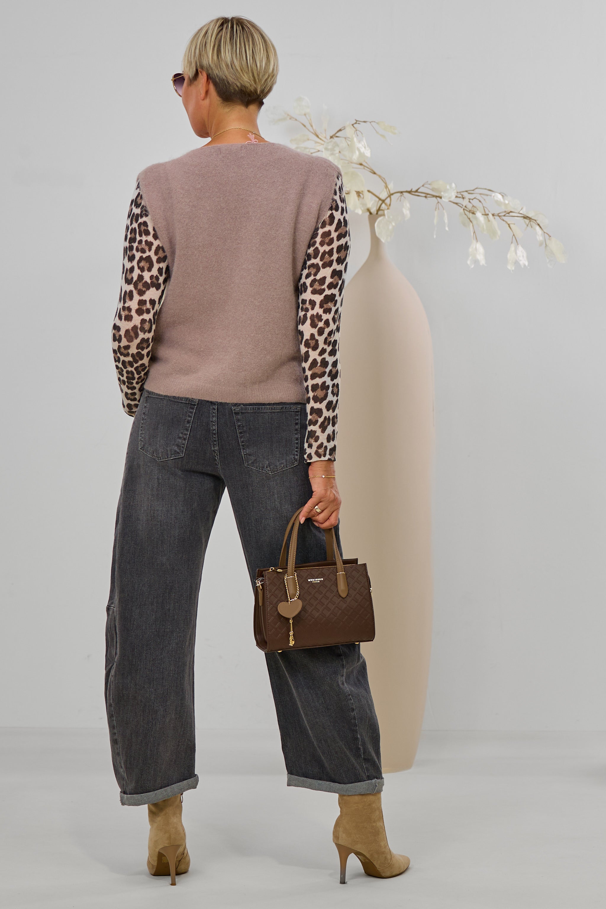 flauschige Strickweste, taupe