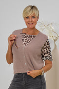 flauschige Strickweste, taupe
