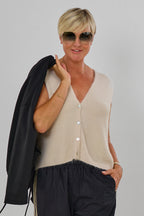 flauschige Strickweste, beige
