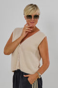 flauschige Strickweste, beige