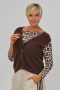 flauschige Strickweste, schokobraun