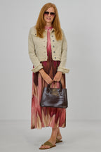 Langes Plissée-Neckholder-Kleid, alltrosa-braun