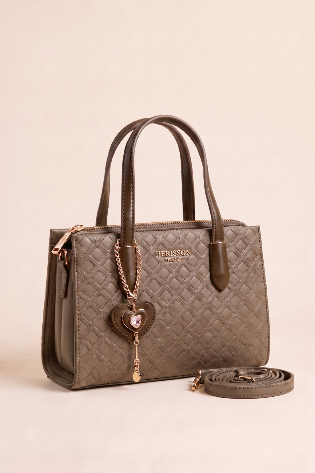 kleine, elegante Tasche mit Rauten, taupe