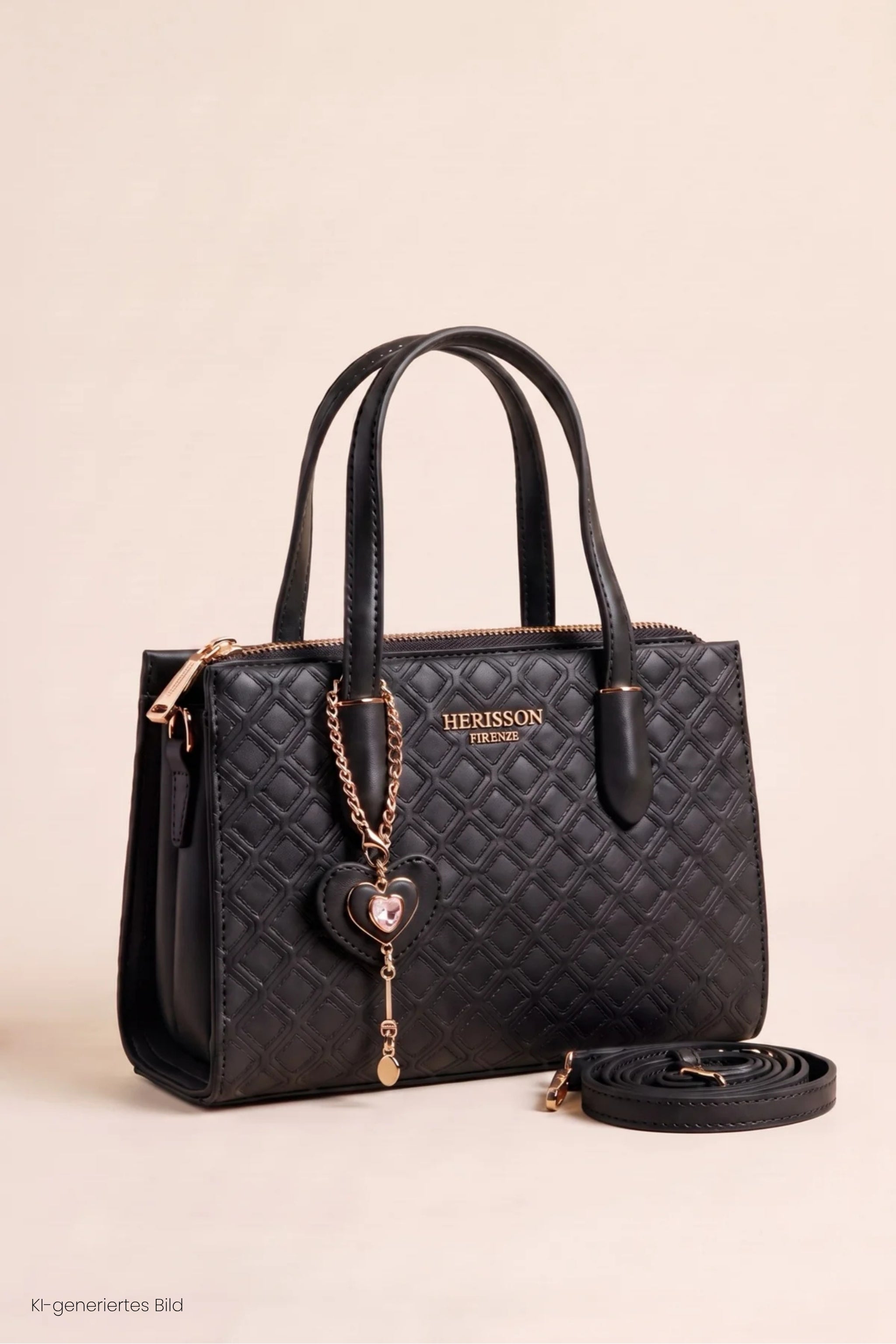 kleine, elegante Tasche mit Rauten, schwarz