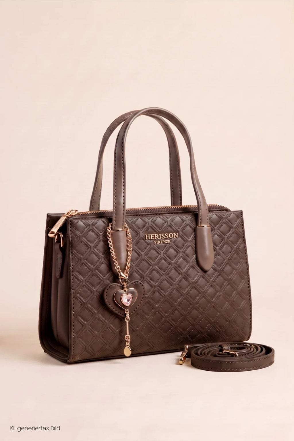 kleine, elegante Tasche mit Rauten, schokobraun