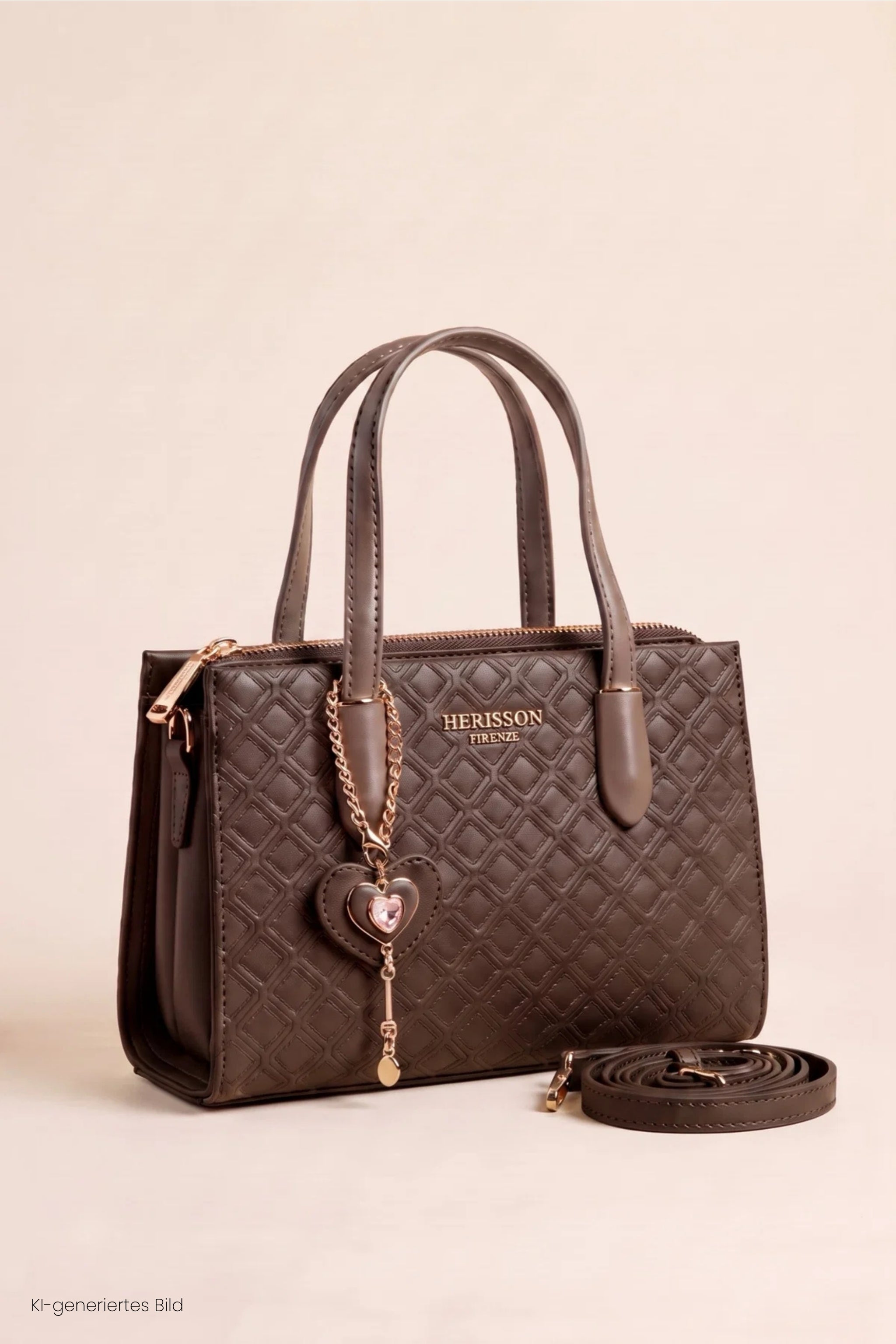 kleine, elegante Tasche mit Rauten, schokobraun
