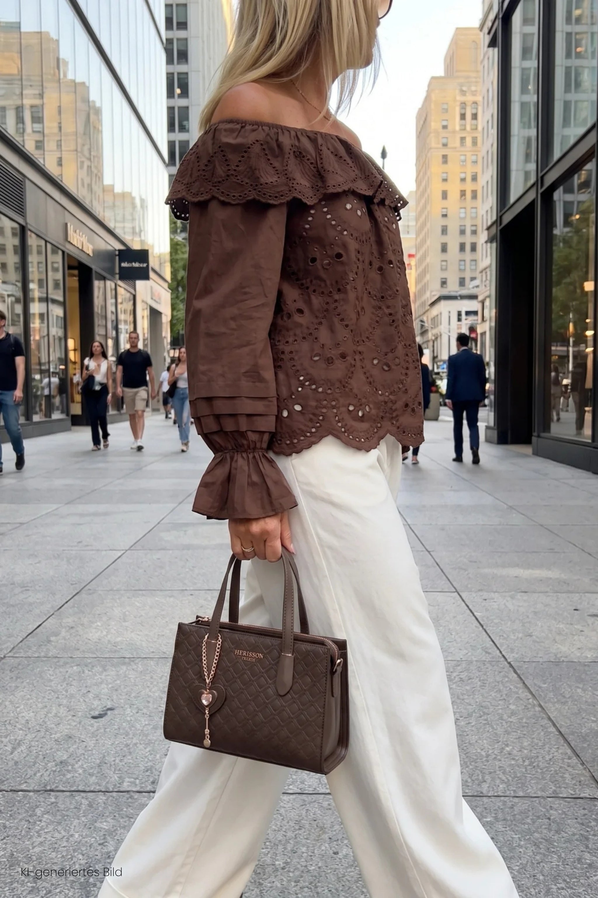 kleine, elegante Tasche mit Rauten, schokobraun