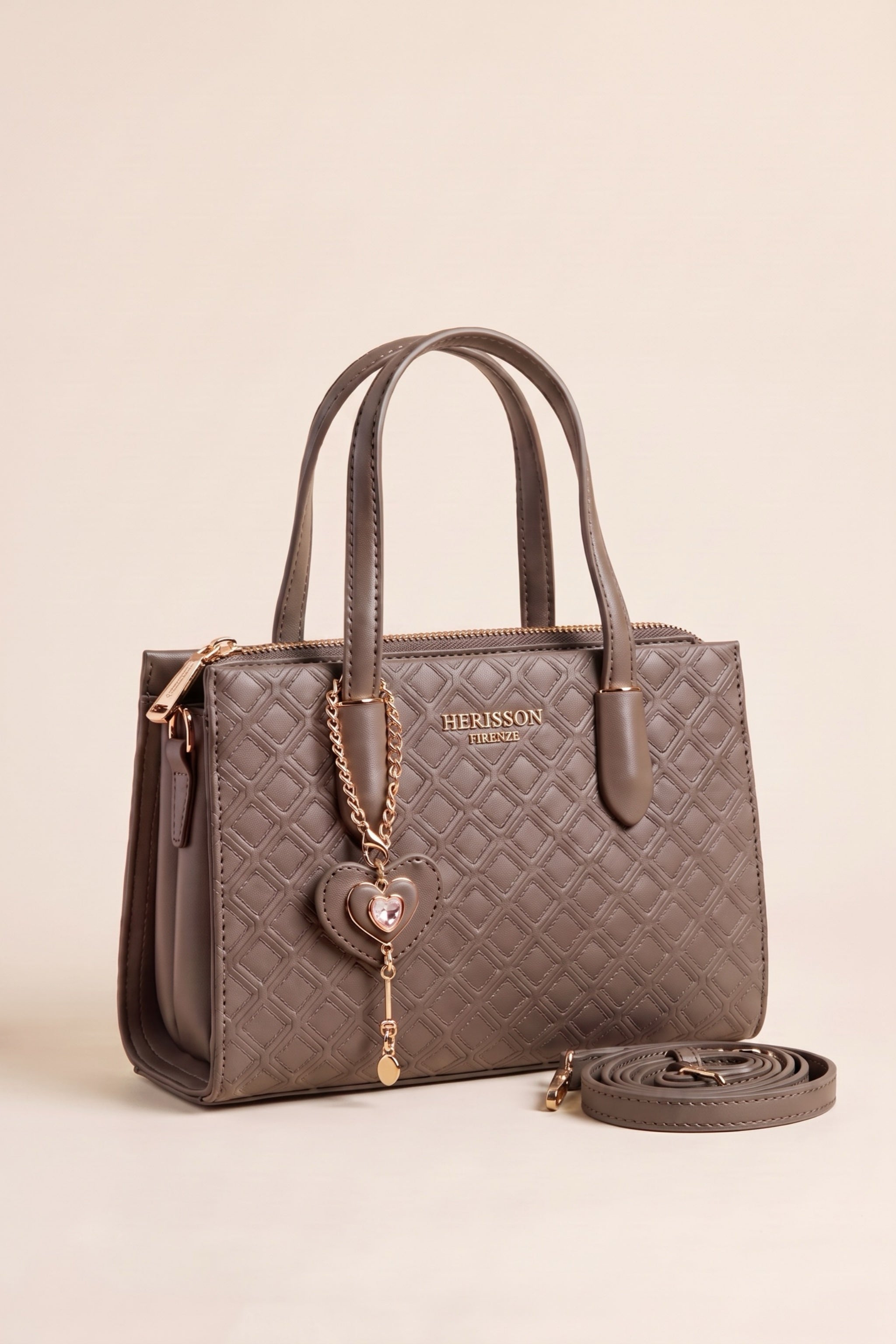 kleine, elegante Tasche mit Rauten, grau