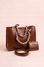 elegante Tasche mit Kettenhenkel, braun