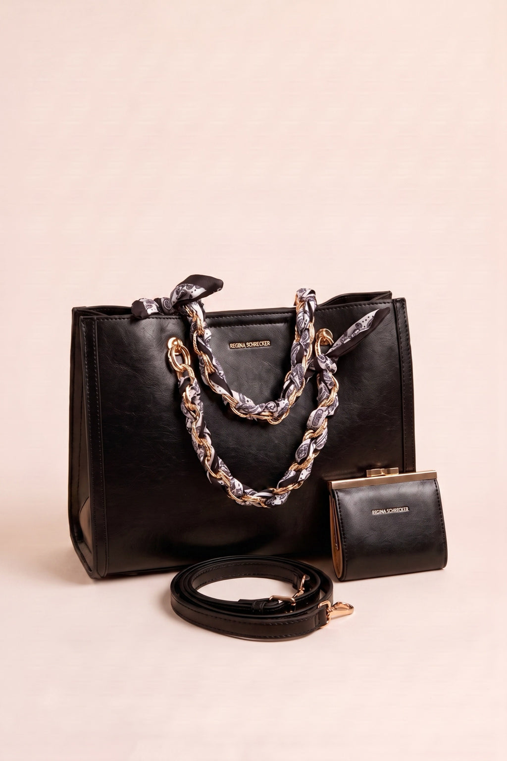 elegante Tasche mit Kettenhenkel, schwarz