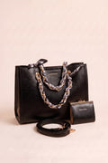 elegante Tasche mit Kettenhenkel, schwarz