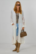 Sommer-Longjacke mit Häkeleinsatz, weiß