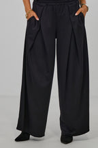 Weite Hose mit breiten Falten, schwarz