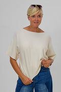 Kurzarm Pulli quergestrickt, ecru