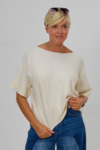 Kurzarm Pulli quergestrickt, ecru