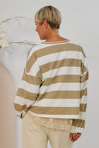 Quer gestreiftes Sweaty, beige-weiß
