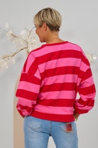 Quer gestreiftes Sweaty, pink-rot