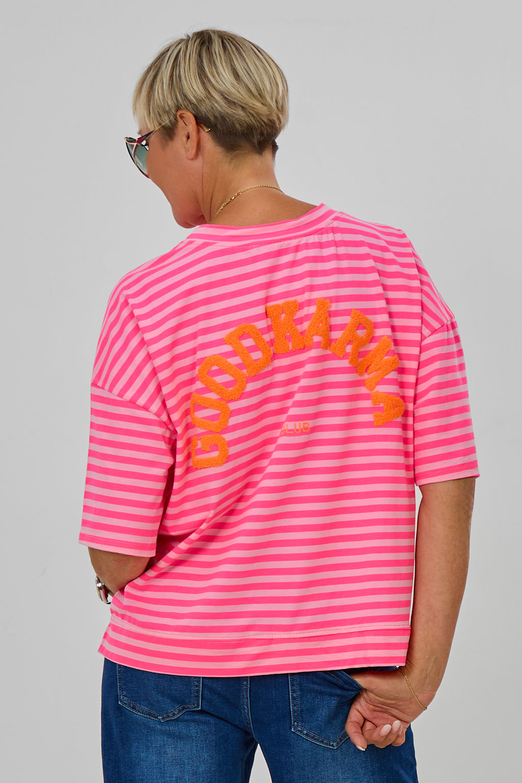 T-Shirt GOOD KARMA, pink-rosa-orange
