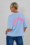 T-Shirt GOOD KARMA, hellblau-weiß