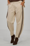 Anzughose mit Streifen im Balloon-Style, beige-braun