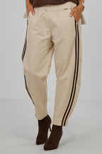 Anzughose mit Streifen im Balloon-Style, beige-braun