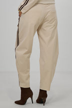 Anzughose mit Streifen im Balloon-Style, beige-braun