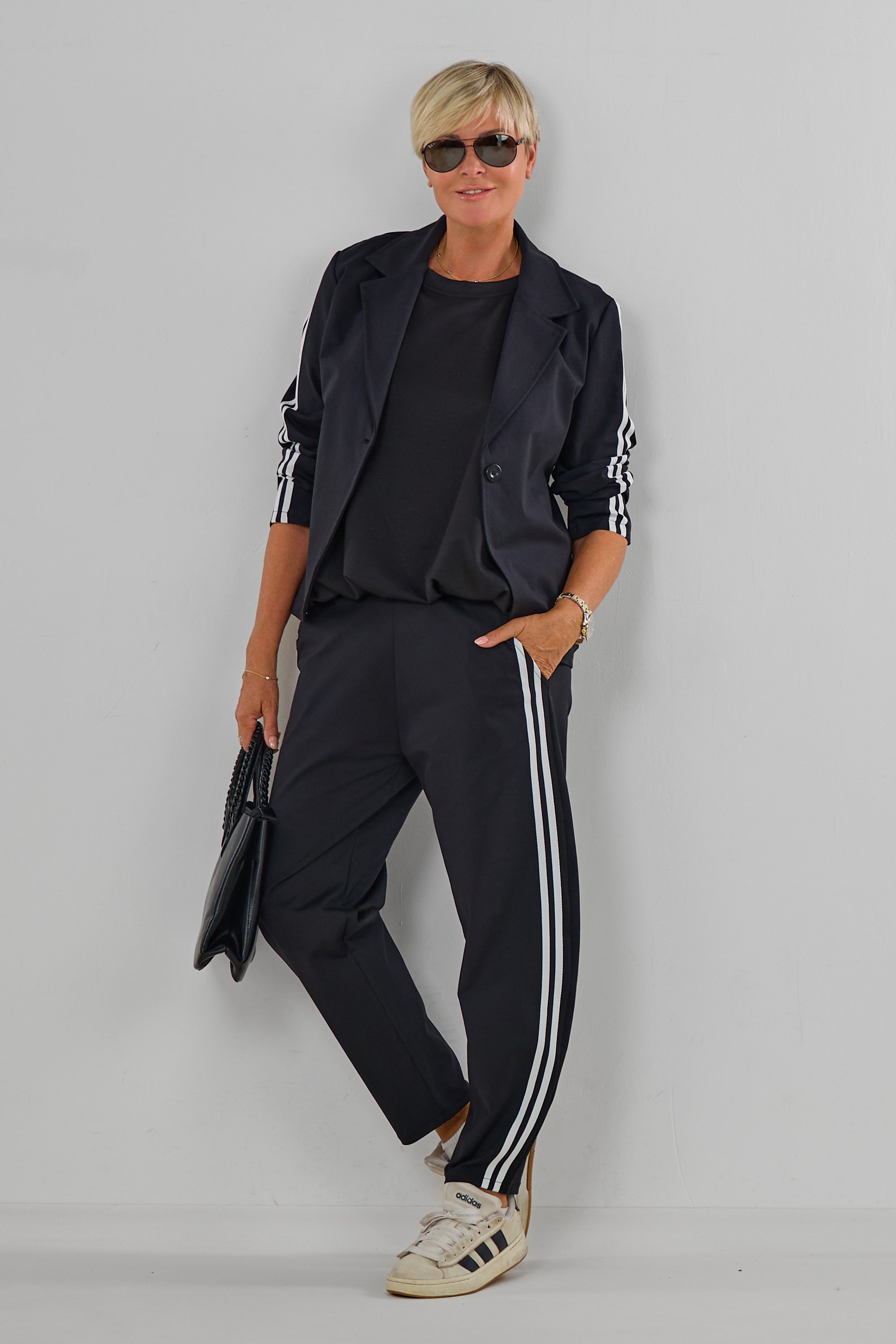 Gerade geschnittener, sportlicher Blazer, schwarz-weiß