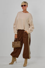 Cozy Balloon-Shirt mit langen Ärmeln, beige