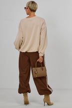 Cozy Balloon-Shirt mit langen Ärmeln, beige