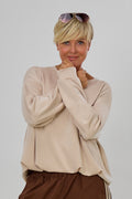 Cozy Balloon-Shirt mit langen Ärmeln, beige