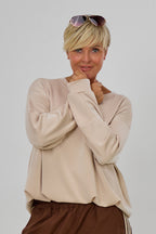 Cozy Balloon-Shirt mit langen Ärmeln, beige