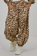 Leichte Pumphose im Leo-Look mit Streifen, leo-beige-braun