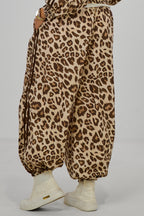 Leichte Pumphose im Leo-Look mit Streifen, leo-beige-braun