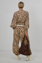 Leichte Pumphose im Leo-Look mit Streifen, leo-beige-braun