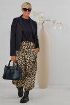 Leichte Pumphose im Leo-Look mit Streifen, leo-beige-schwarz