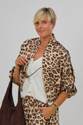 Leichter Blouson im Leo-Look mit Streifen, leo-beige-braun