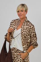 Leichter Blouson im Leo-Look mit Streifen, leo-beige-braun