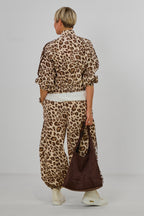 Leichter Blouson im Leo-Look mit Streifen, leo-beige-braun