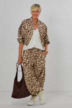 Leichter Blouson im Leo-Look mit Streifen, leo-beige-braun