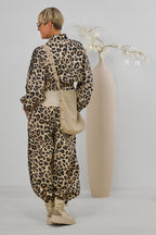 Leichter Blouson im Leo-Look mit Streifen, leo-beige-schwarz