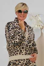 Leichter Blouson im Leo-Look mit Streifen, leo-beige-schwarz