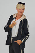 Sportlicher Blazer mit  Kapuze, schwarz-beige